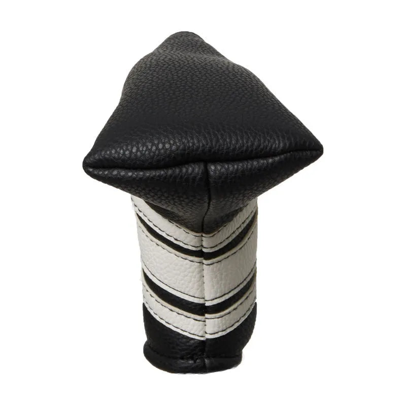 Black PU leather golf club head cover and push rod protective case