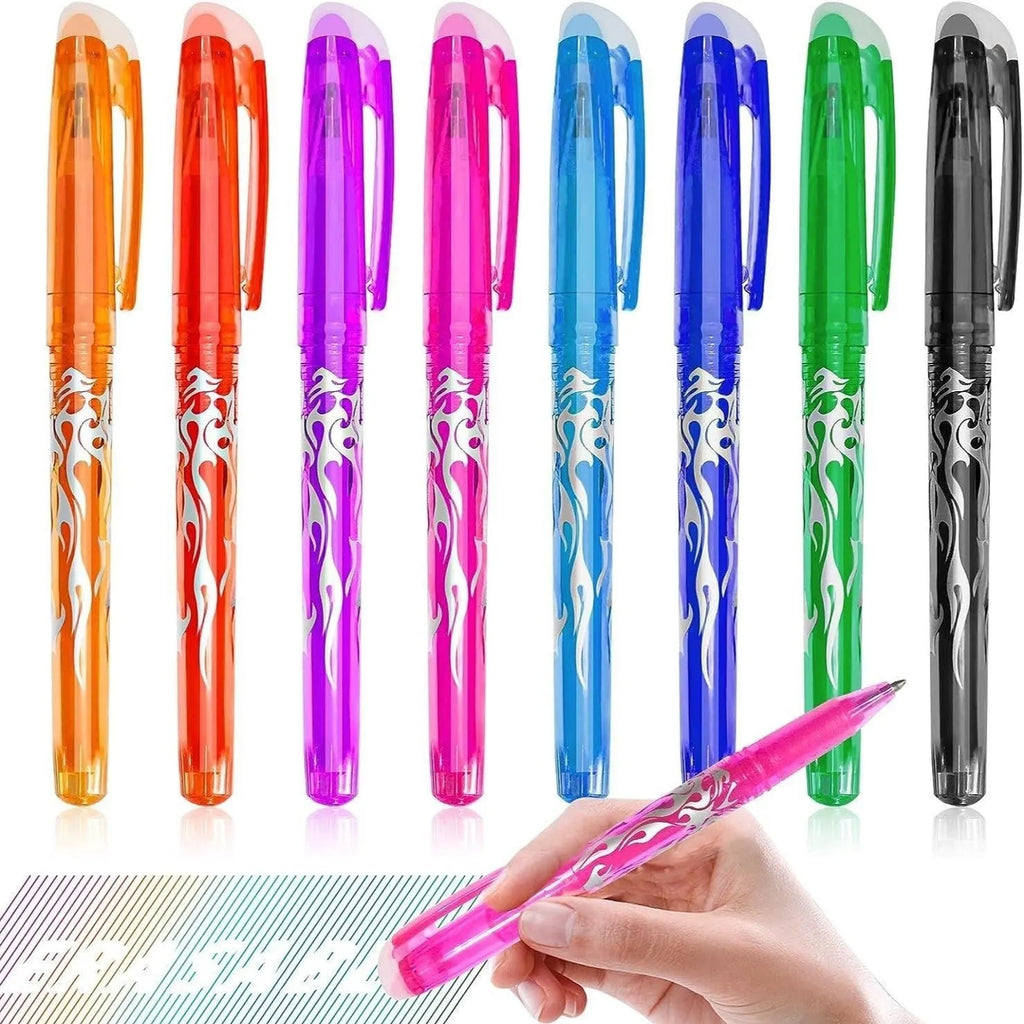Pack of hot erasable gel pens with plastic bodies and choice of 0.5mm or 0.7mm stainless steel nibs.