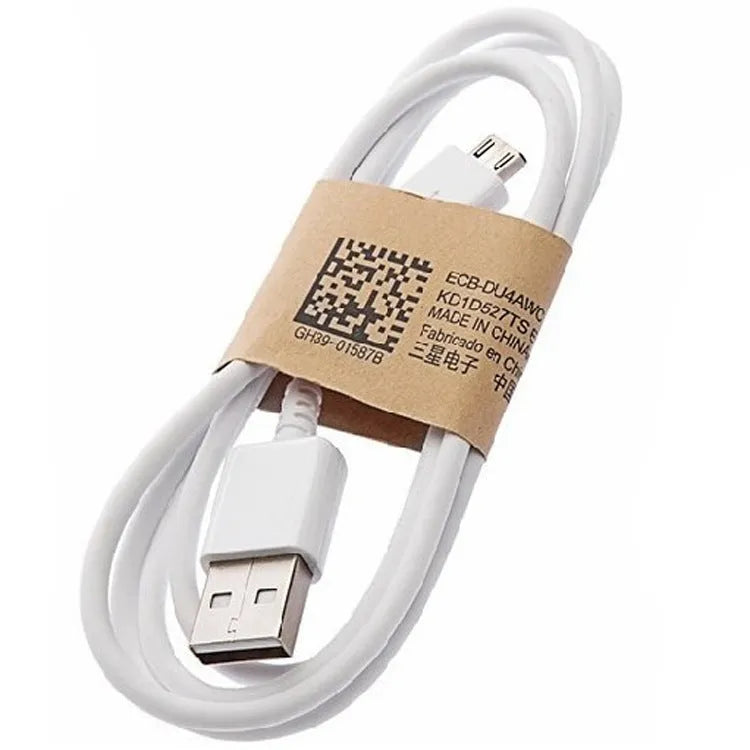 Black and white Android Micro USB universal data cable for phone charging and data transfer.