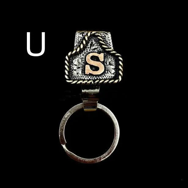 Handmade cow tag belt metal key holder keychain in multiple colour options