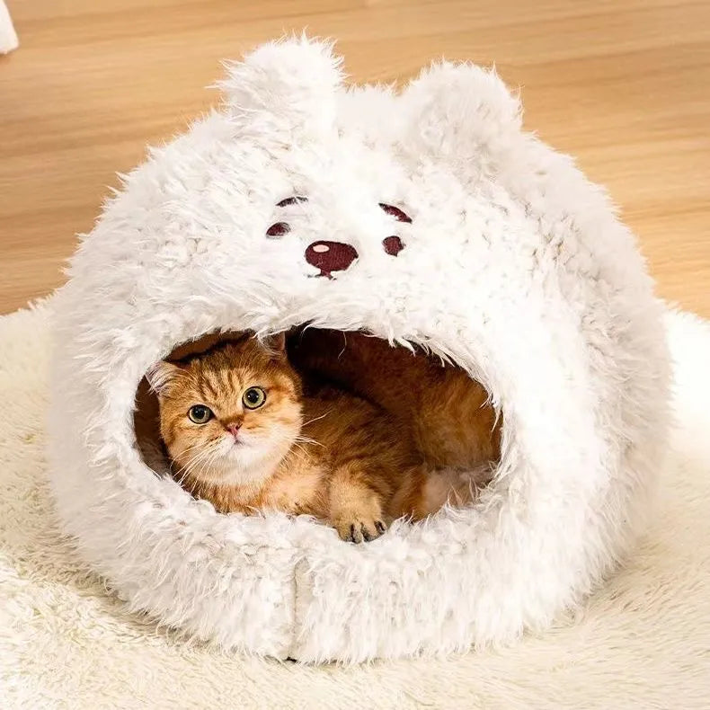 Semi-enclosed cat litter kennel yurt tent nest for indoor cats, three sizes