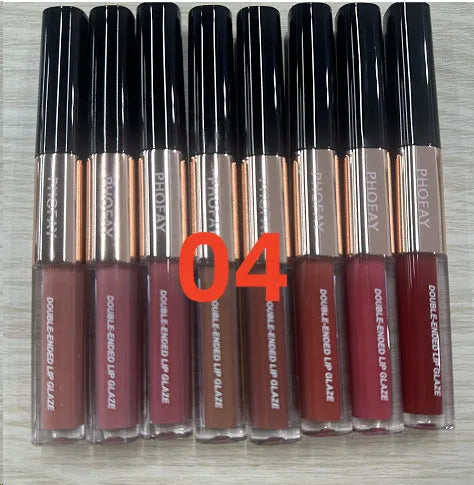 C-L021 double-head non-stick lip gloss with dual applicators in cup packaging