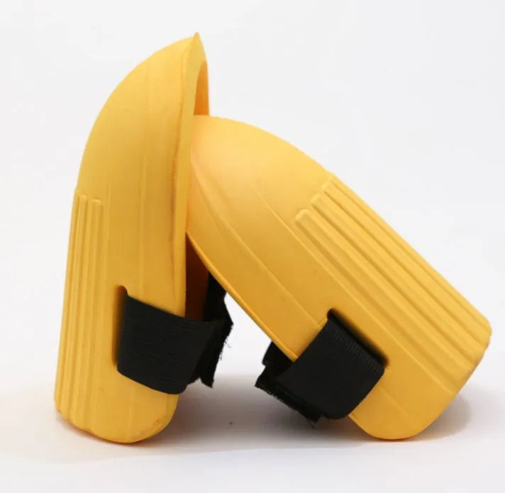 A pair of high-density EVA foam knee pads for gardening and work, shown in army green colour.