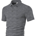 Men's loose casual lapel jacquard short sleeve shirt in grid pattern, polyester fabric, available in multiple colours