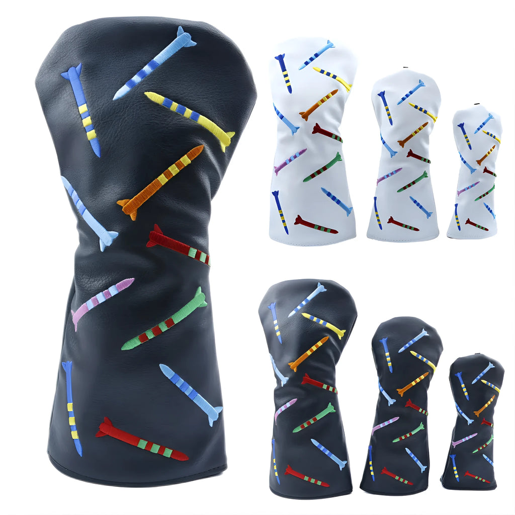 Black and white PU golf wooden pole sets in three different sizes for sports and promotional use