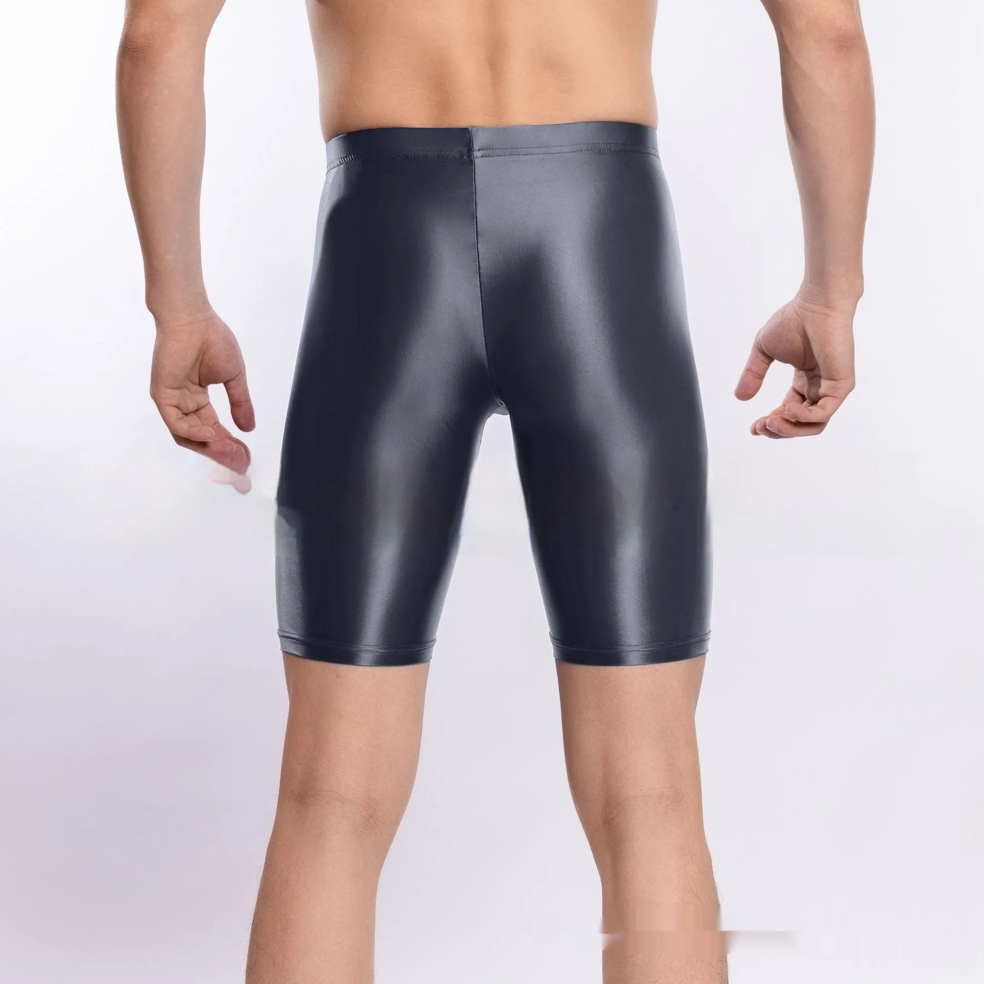 Plus size shiny silky sports shorts for men in nylon fabric showing available colour options