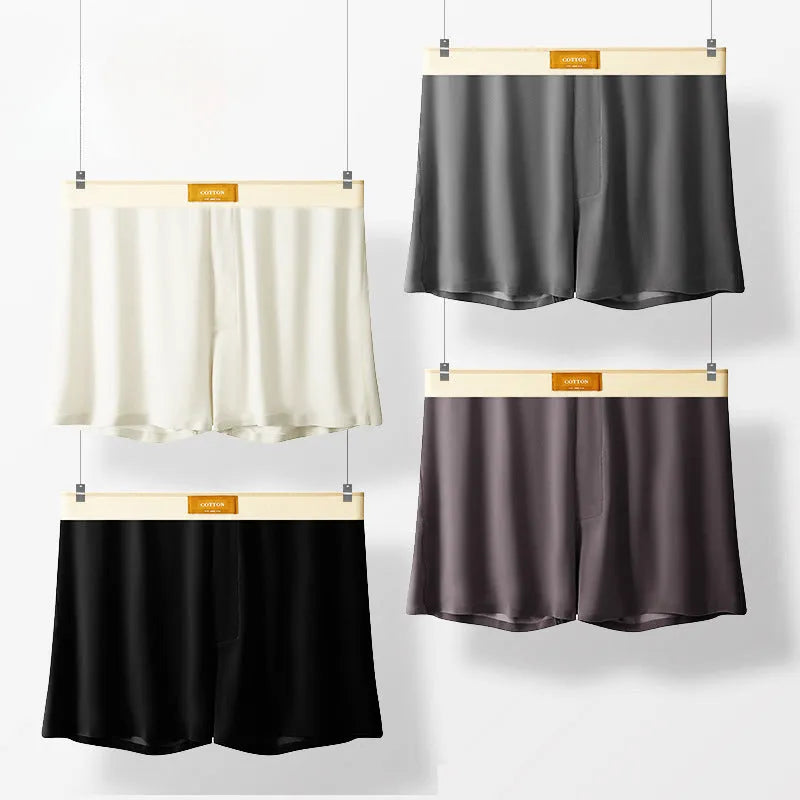 Men's solid colour loose fit ice silk underwear in 3-pack