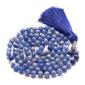 Geometric agate tassel necklace in a choice of ten colours including blue stone and amethyst, shown at full 95-100cm length.