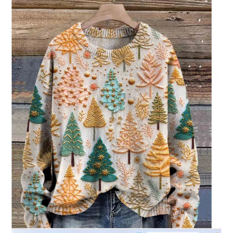Little flower digital printed round neck sweater in polyester fibre available in multiple colours and sizes S to 4XL