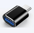 Type-C to USB-A OTG adapter converter in black, gold, and silver colour options.