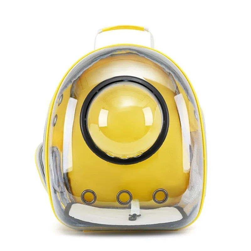 Grey PC plastic astronaut-style pet carrier bag with a side opening door