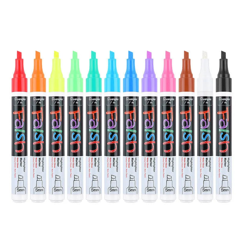 6mm thick electronic fluorescent plate highlighter pen with oblique tip for writing on whiteboards