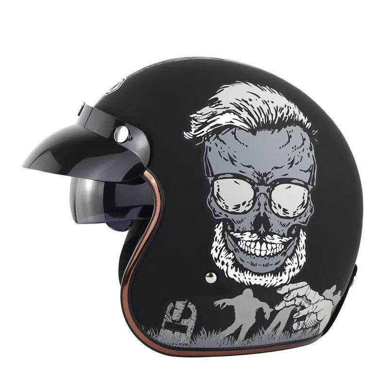 Retro-style half helmet for electric bike riding in ABS plastic, shown in a classic colour option.