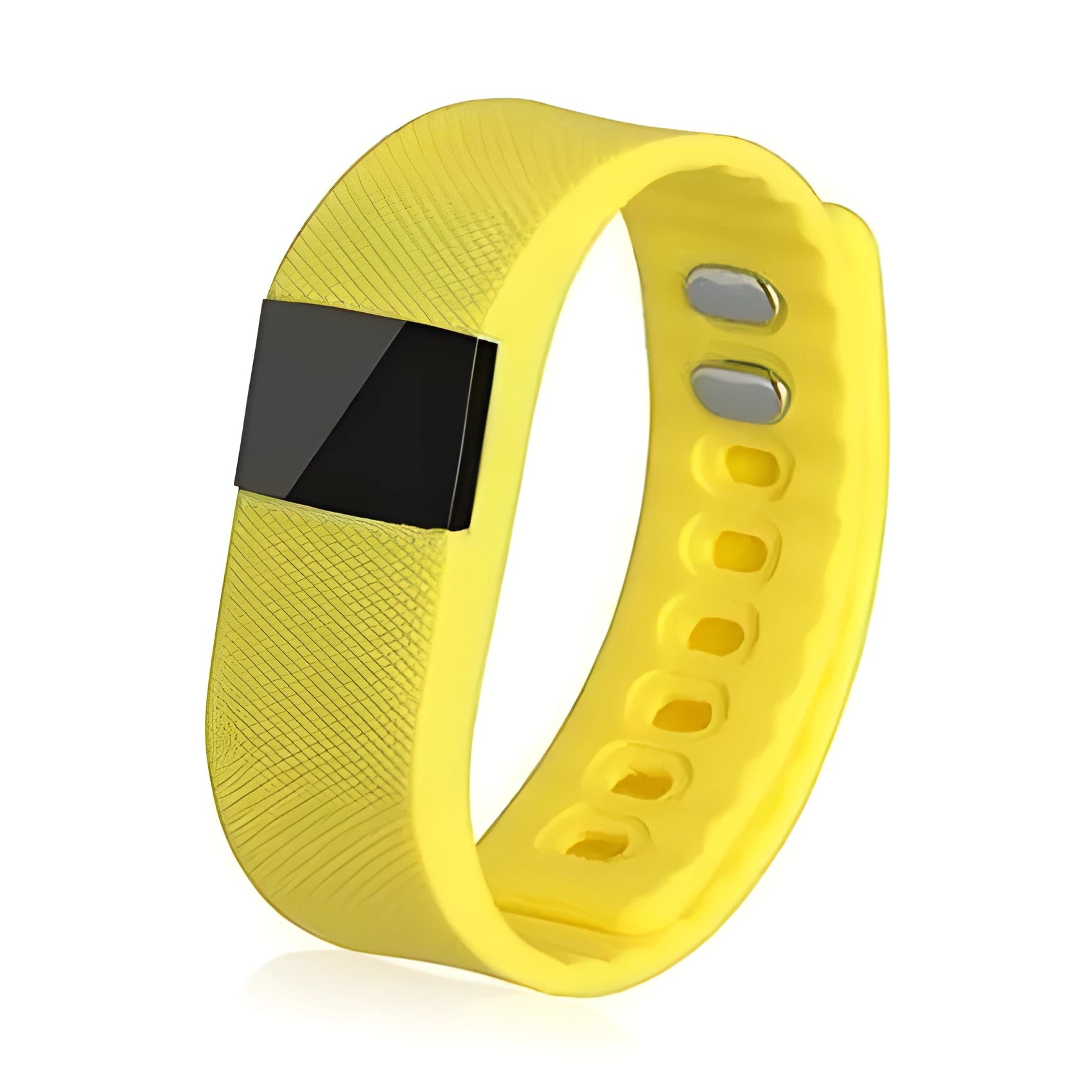 Ordinary bracelet pedometer showing step counter display on plastic wristband