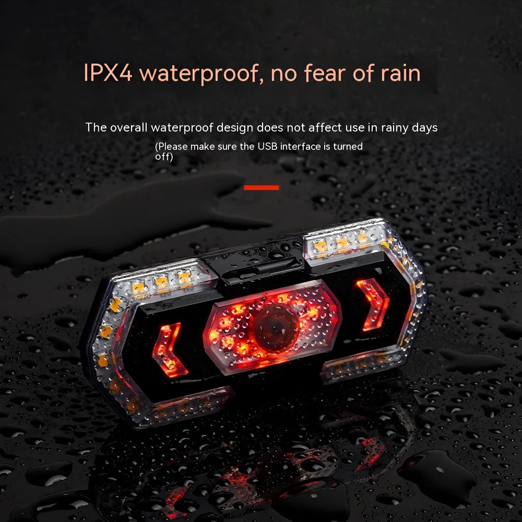 Black wireless remote control motorcycle LED tail light and turn signal kit with USB charging port.