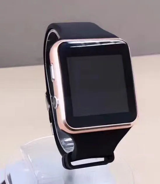 Black smart watch with a round 1.54-inch touchscreen on a silicone strap