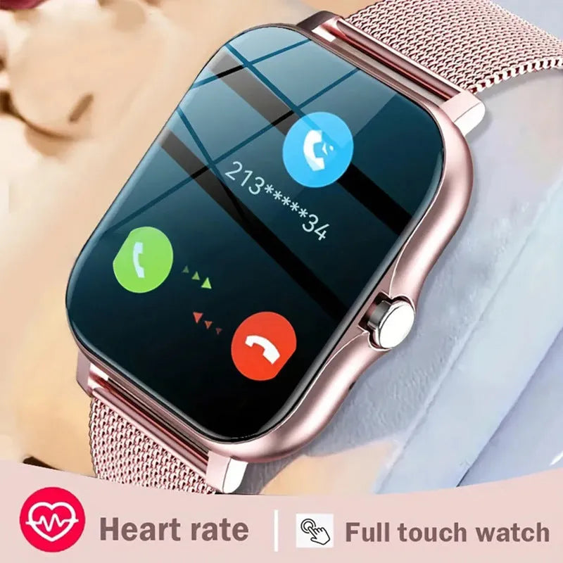 Smart watch with touch screen displaying health metrics, silicone wrist strap in chosen colour