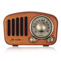 Retro wooden Bluetooth speaker in natural wood finish with compact dimensions