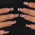 French manicure nail art stickers with love red diamond and cherry design in JP1601 style