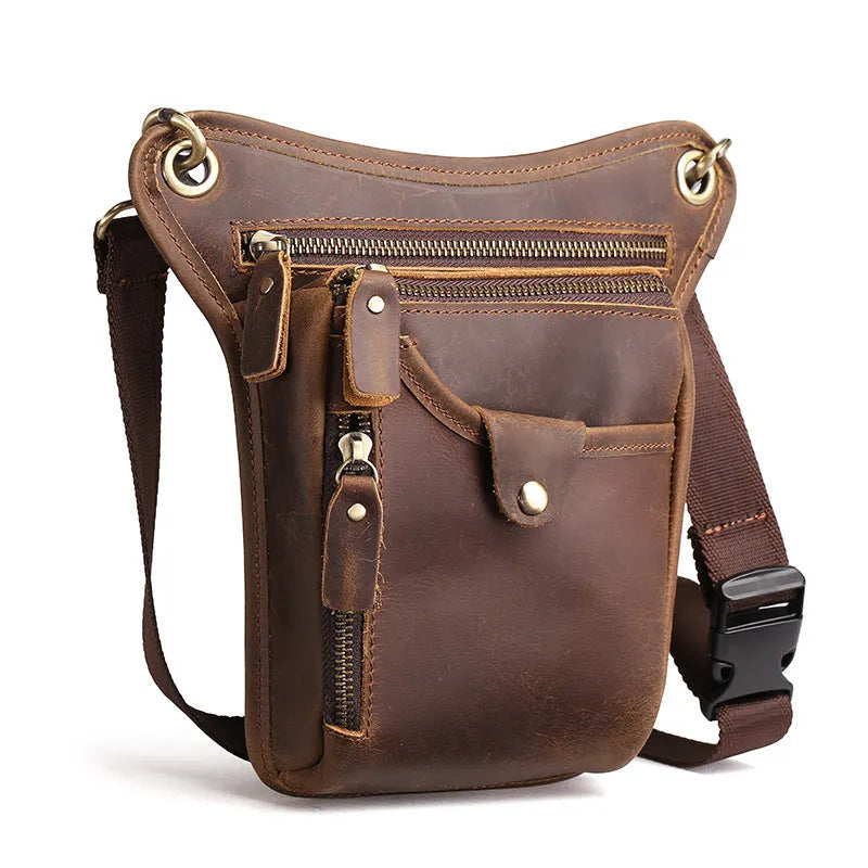 Men's crazy horse leather vintage satchel bag with adjustable strap in multiple colour options