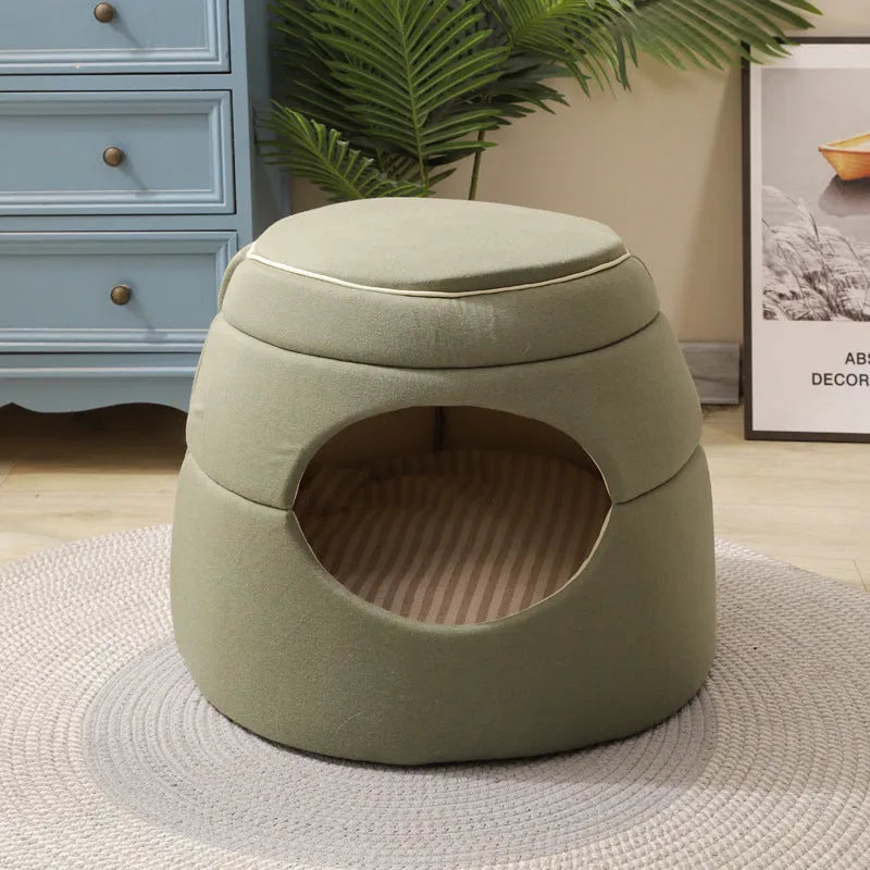 Tree hole cat litter kennel in blue, 45x33x37cm, for small dogs and cats