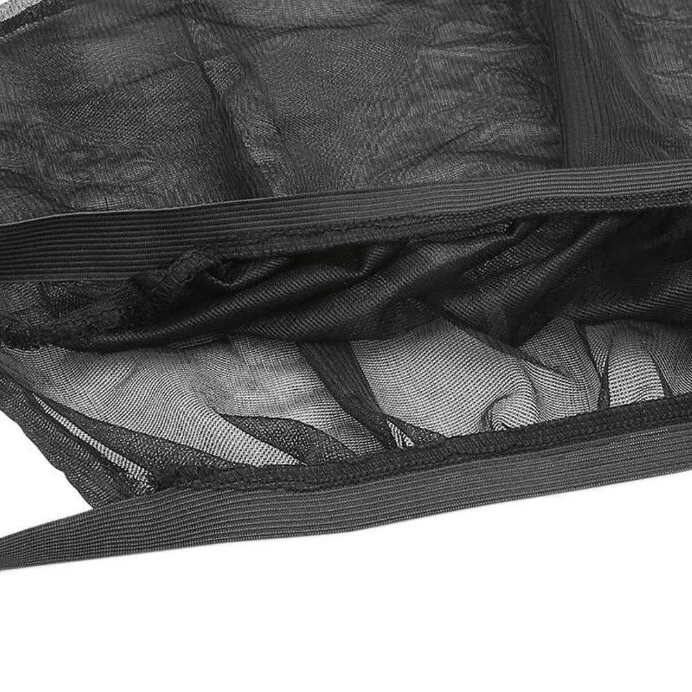 Car side window sunshade mesh cover installed on vehicle door with elastic strip fixation
