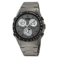Electronic casual watch with camouflage pattern, resin mirror, and TPU strap showing 50m waterproof rating