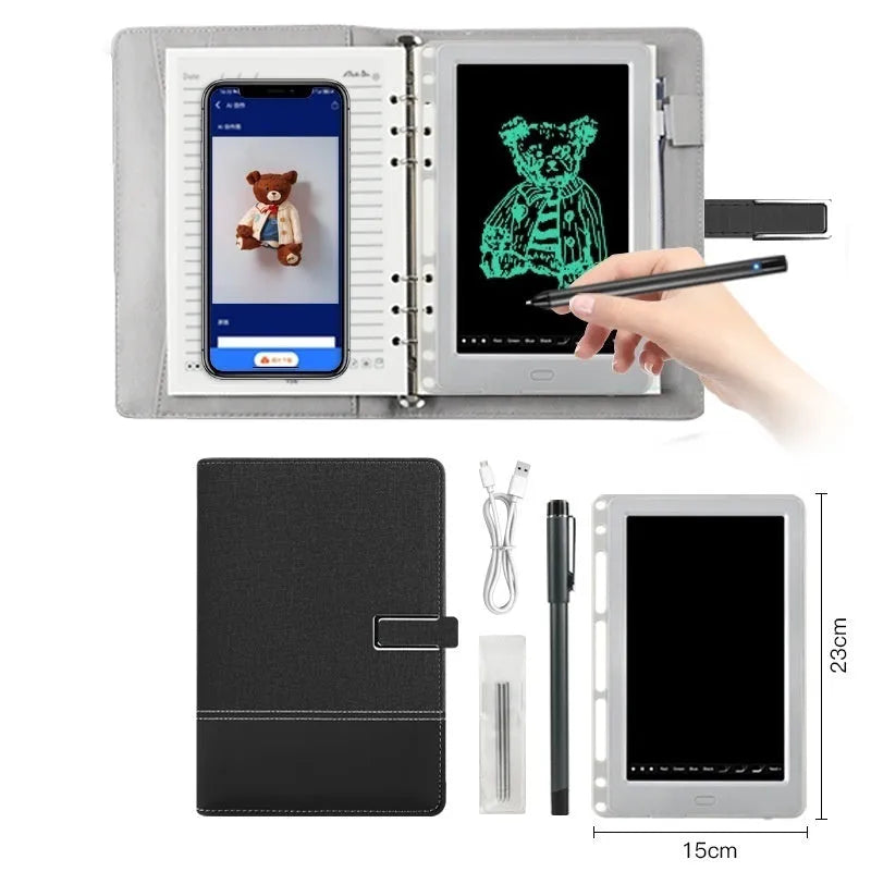 85-inch Master Software electronic writing pad with stitching appearance in choice of colours, shown with smart pen.
