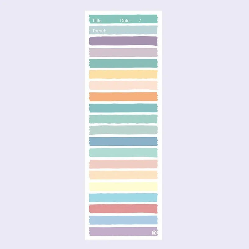 Cartoon student notepad with plastic cover in colour-striped designs measuring 90x248mm