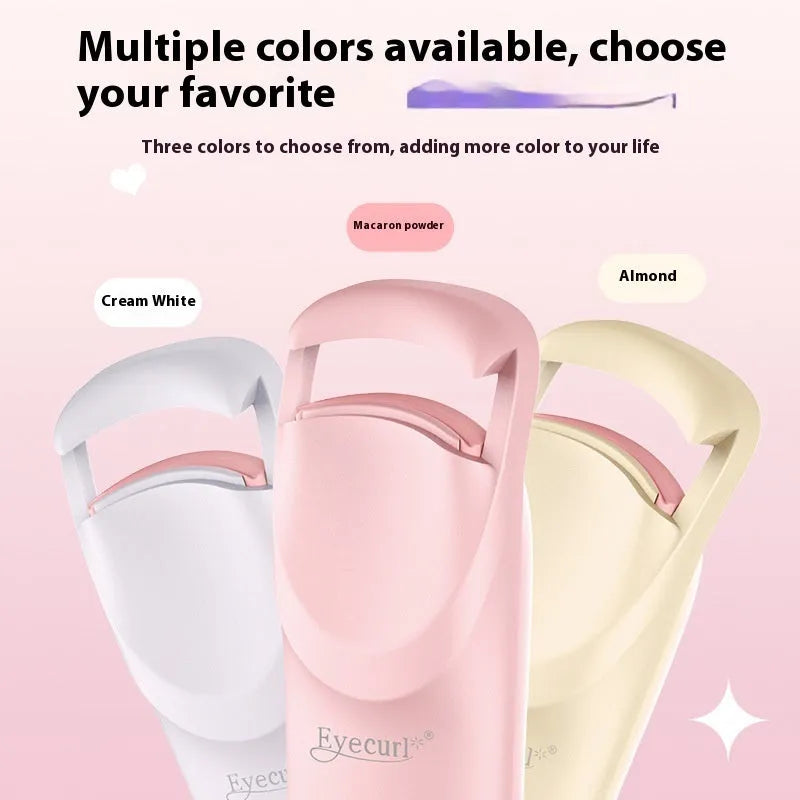 Plastic electric heating eyelash curler with USB cable in cream white colour