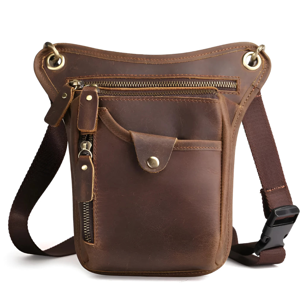 Men's crazy horse leather vintage satchel bag with adjustable strap in multiple colour options