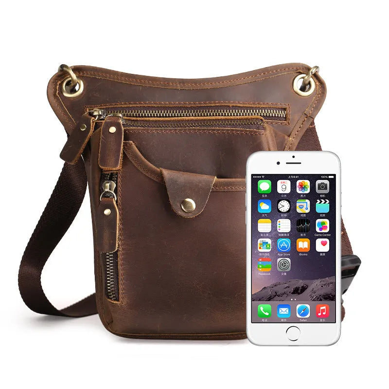 Men's crazy horse leather vintage satchel bag with adjustable strap in multiple colour options