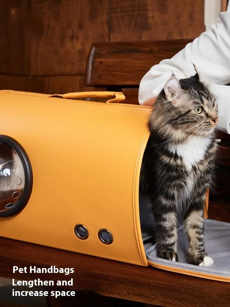 Portable pet carrier bag for cats and small dogs with shoulder strap in Elk Orange colour