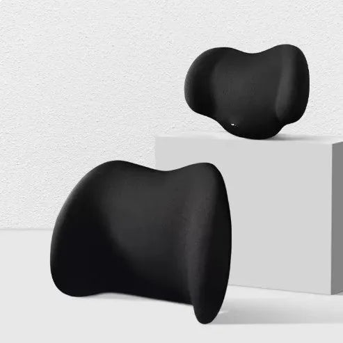 Memory cotton car headrest and waist cushion in black, green, grey, or pink colours