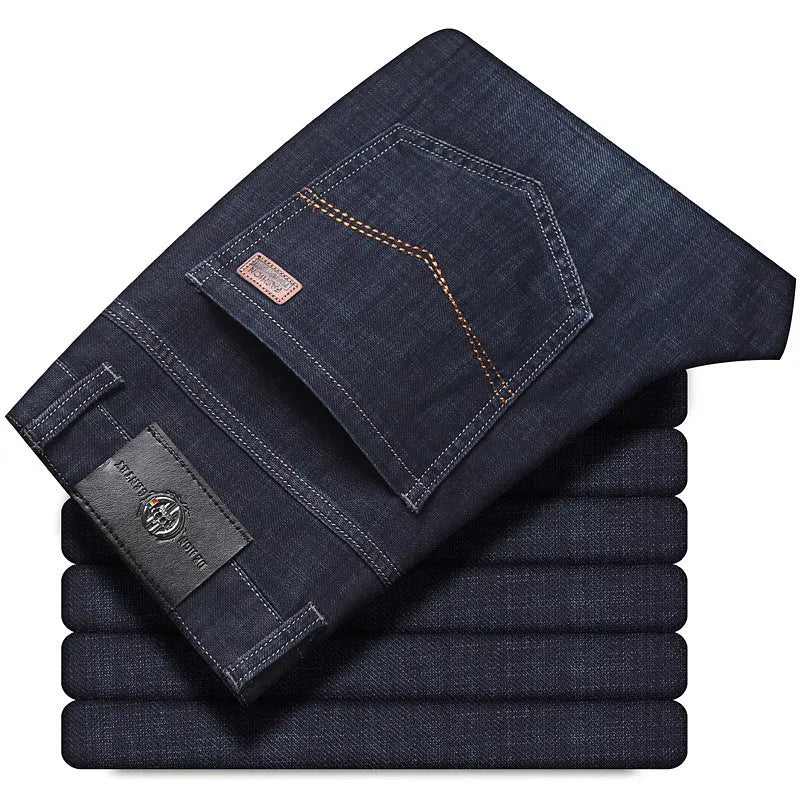 Stretch denim jeans in K276 Black colour showing straight-leg style and mid waist design