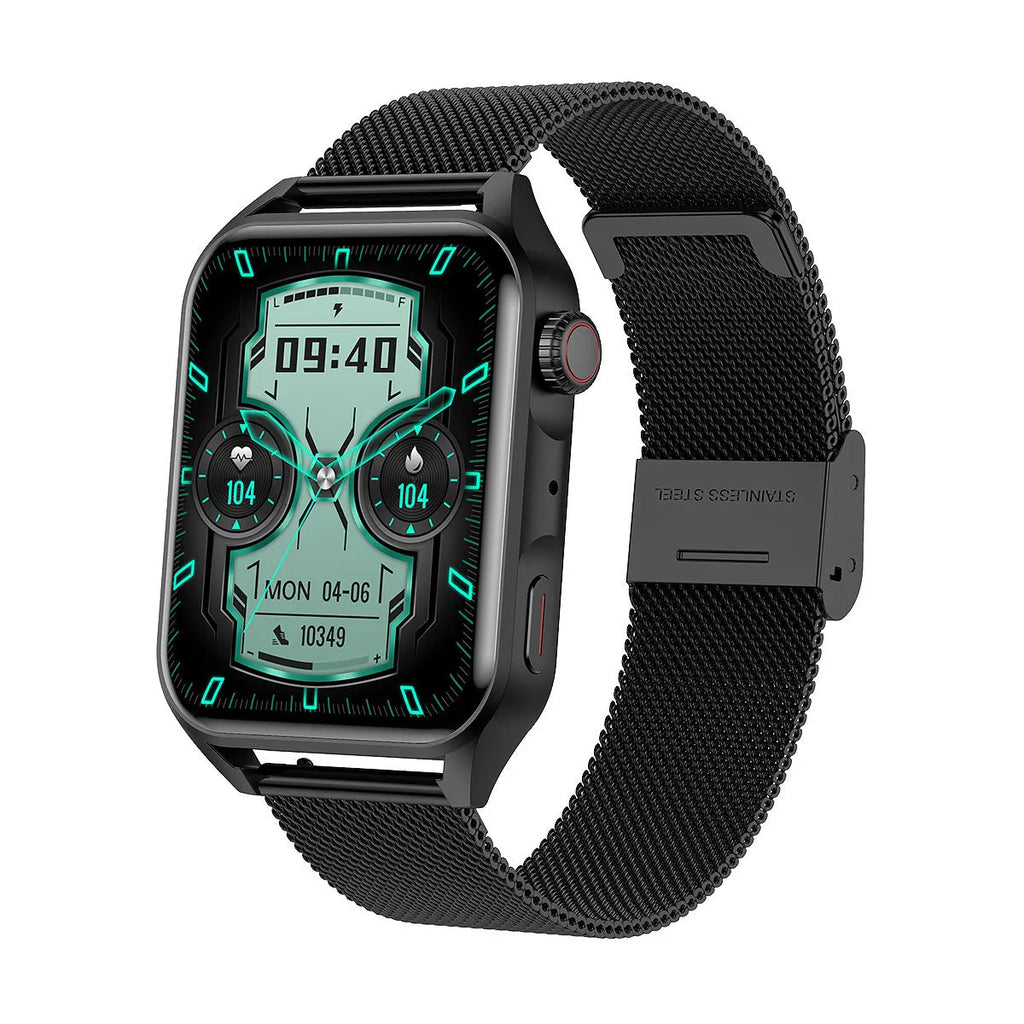 Simple AMOLED smart watch with NFC on a silicone strap in pink, black, or silver grey