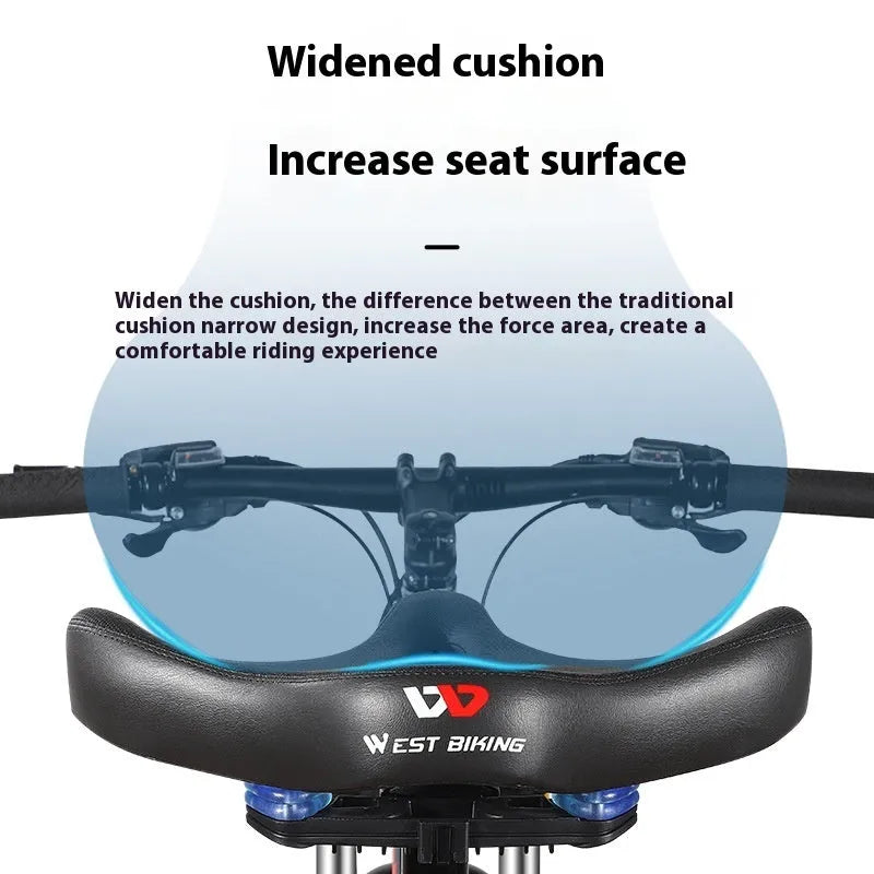 Black bicycle seat cushion with leather surface and polyurethane foam interior for shock absorption