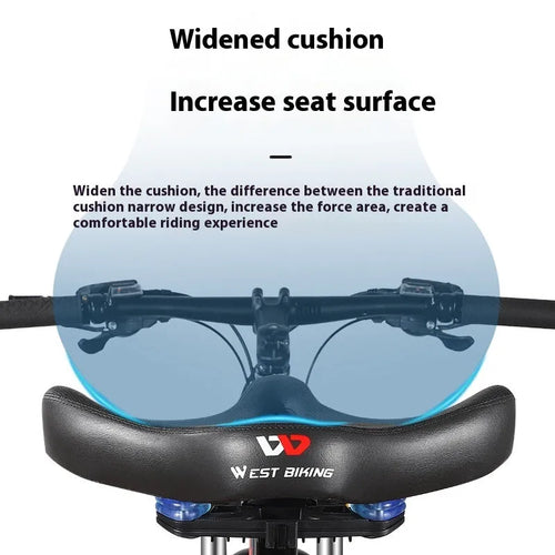 Black bicycle seat cushion with leather surface and polyurethane foam interior for shock absorption