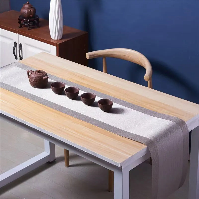 PVC non-slip dish mat in modern simplicity style protecting a wooden dining table