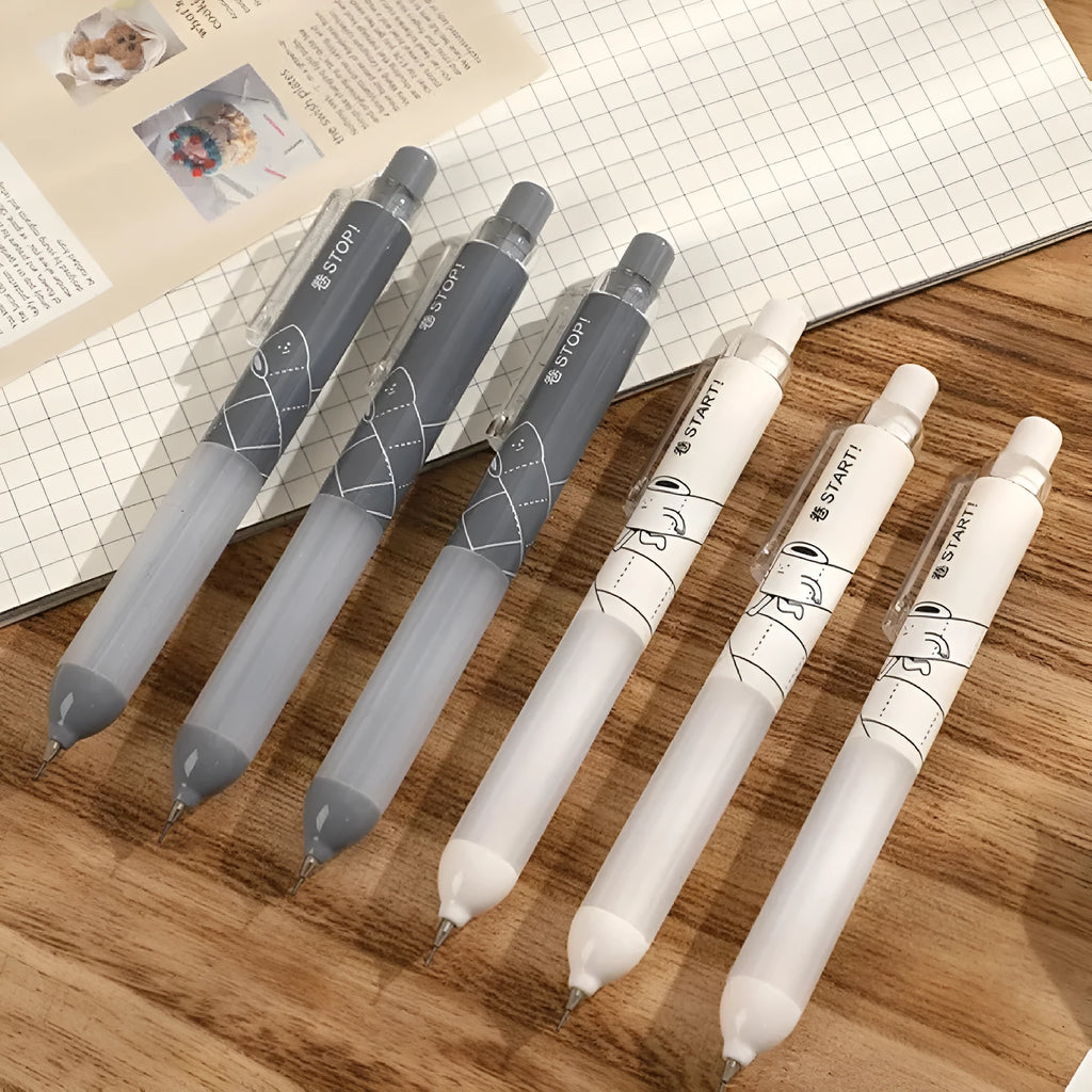 0.5mm automatic mechanical pencil with cloud grip design in white or black colour