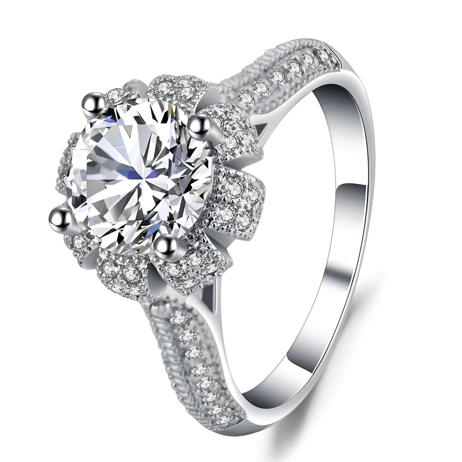 Micro-inlaid zircon women's couples ring with platinum inlay, white colour, geometric Korean style