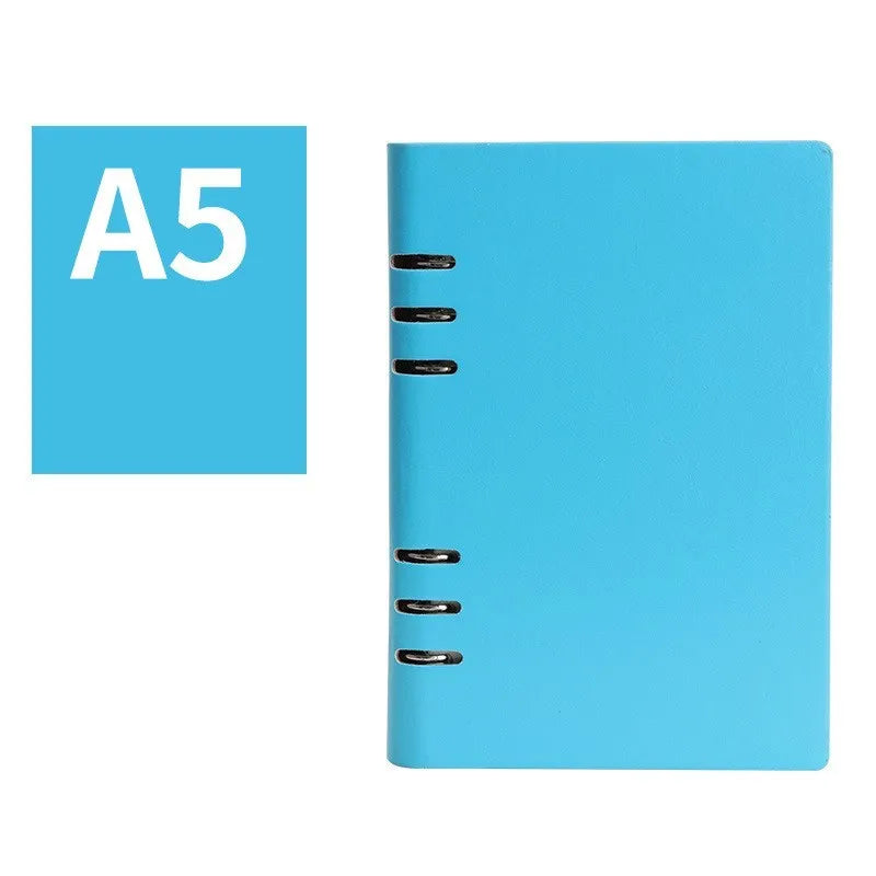 Simple business loose-leaf notebook with imitation leather cover in multiple colours and sizes