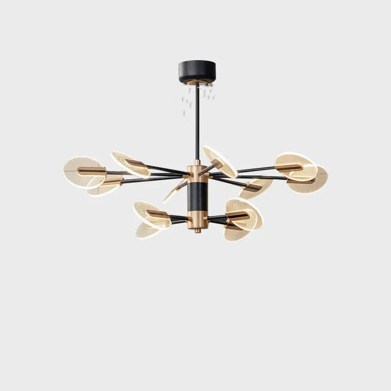 Nordic iron frame LED chandelier pendant lamp with acrylic diffuser, shown in a multi-head configuration
