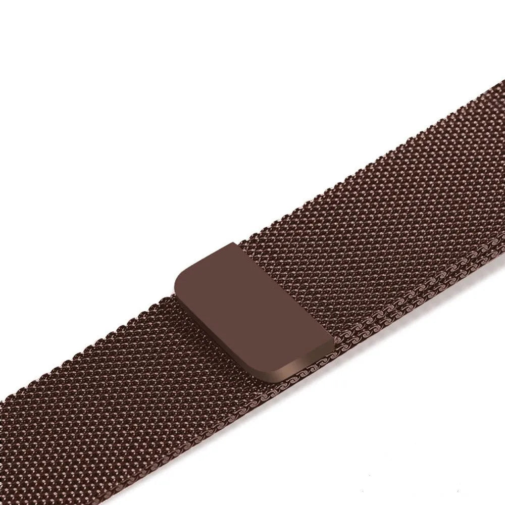Stainless steel Apple Watch strap with buckle on a 42mm watch case in silver finish