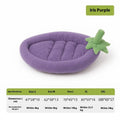 Removable washable cloth dog bed mat in brown, shown next to size labels S, M, L, XL, XXL.
