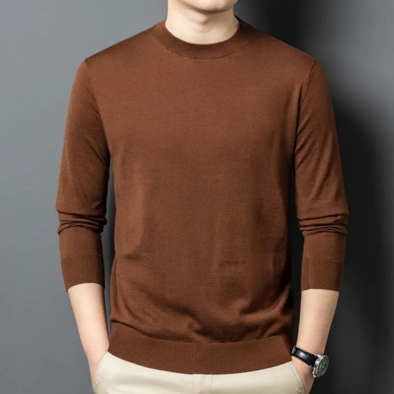 Men's round neck wool blend sweater in multiple colours with long sleeves for winter wear