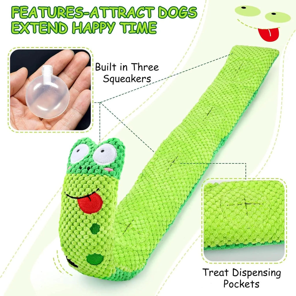 Reversible velvet dog toy shaped like a snail or stick with hidden food holes for foraging training.