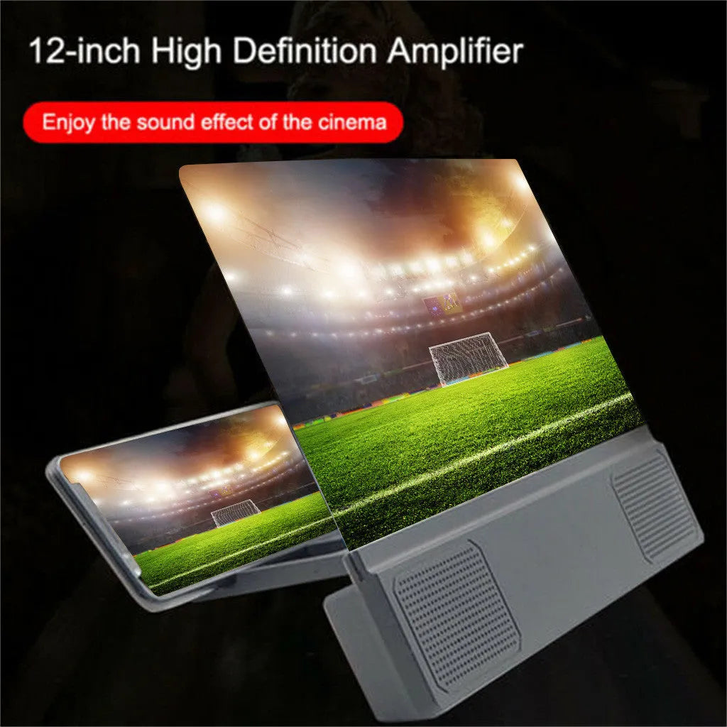 12-inch foldable mobile phone screen amplifier with audio support showing 3x magnification