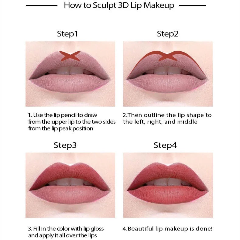 Matte finish lip liner pencil in one of 14 colour shades from 201 to 214