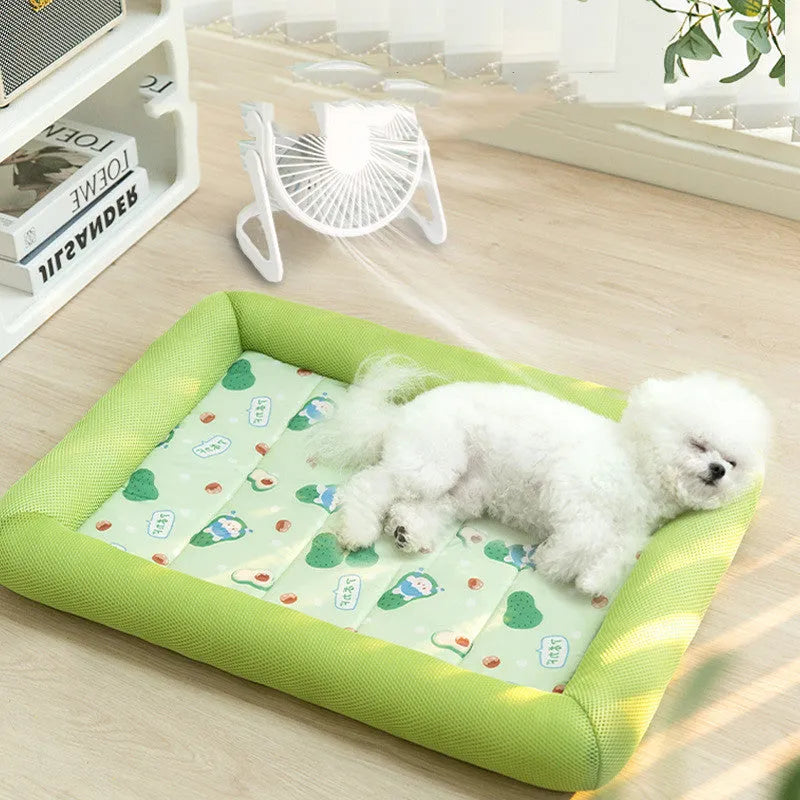 Pet dog cooler sandwich enclosure mat in Grey Pineapple colour on floor